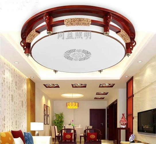照明廠提供的現代中式燈吸頂 圓形木藝,羊皮燈客廳燈臥室節能燈飾產品